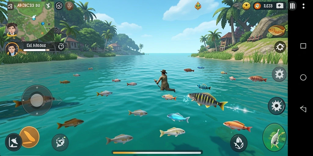 Tampilan gameplay yang seru dalam memancing ikan di ABC33.