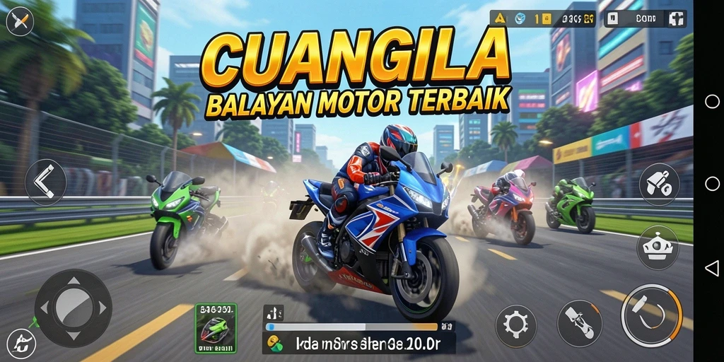 Tampilan menarik dari gameplay balapan motor CUANGILA.
