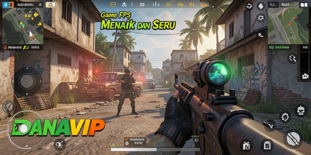Gameplay seru dan menegangkan di DANAVIP, menunjukkan aksi tembak-menembak.