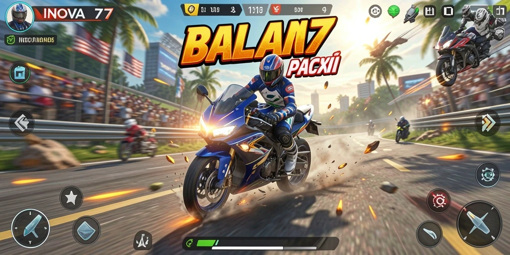 Gameplay seru dari INOVA77 saat balapan motor di lintasan yang menantang.