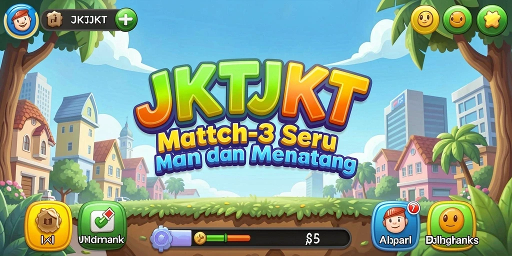 Gameplay seru JKTJKT dengan tantangan Match-3 yang menarik.