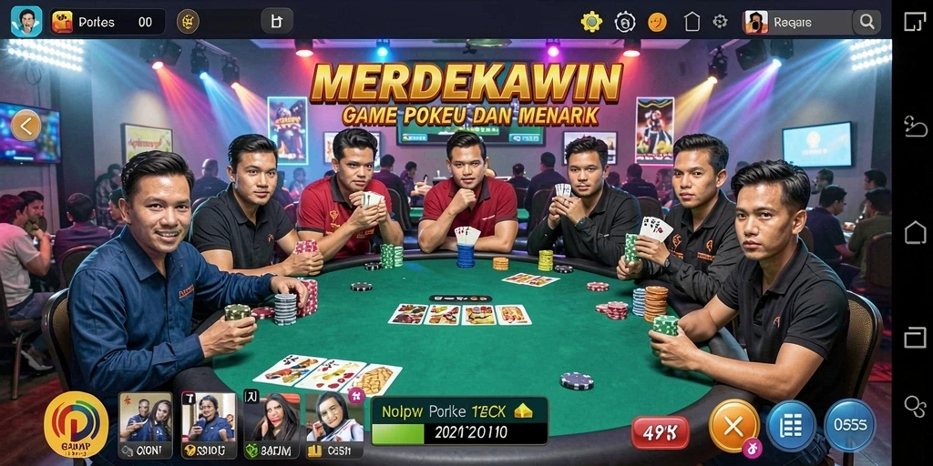 Screenshot utama dari gameplay Poker MERDEKAWIN yang seru.