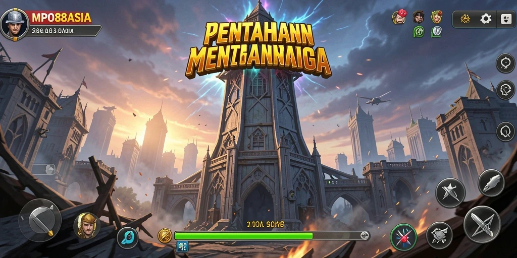 Screenshot utama MPO88ASIA menampilkan aksi gameplay Tower Defense yang intens.