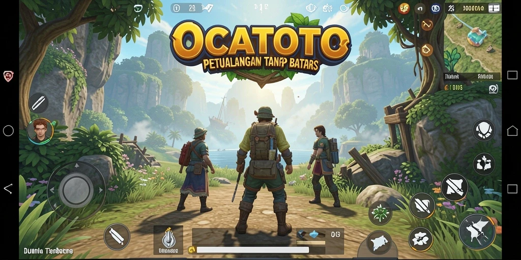 Screenshot gameplay OCATOTO menampilkan eksplorasi dunia terbuka yang menakjubkan.