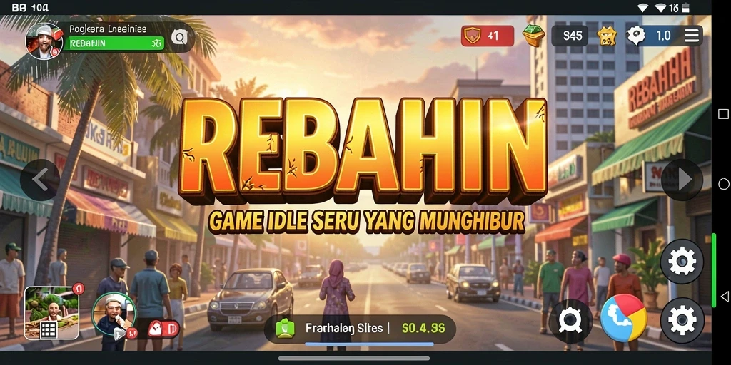 Tampilan gameplay REBAHIN dengan karakter sedang berkembang.