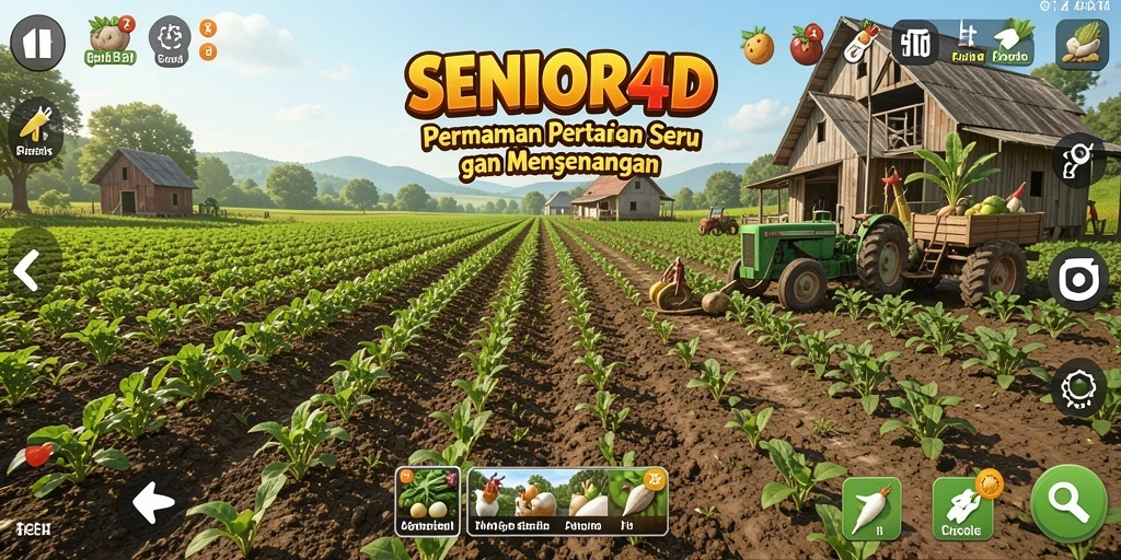 Tampilan gameplay SENIOR4D yang menarik saat bertani.