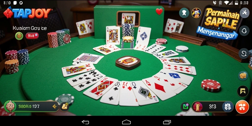 Gameplay Gaple yang menarik dalam TAPJOY dengan pemain online.