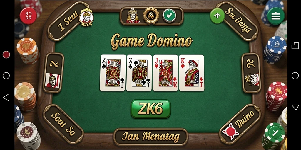 Screenshot gameplay ZK6 menampilkan aksi seru permainan Domino.